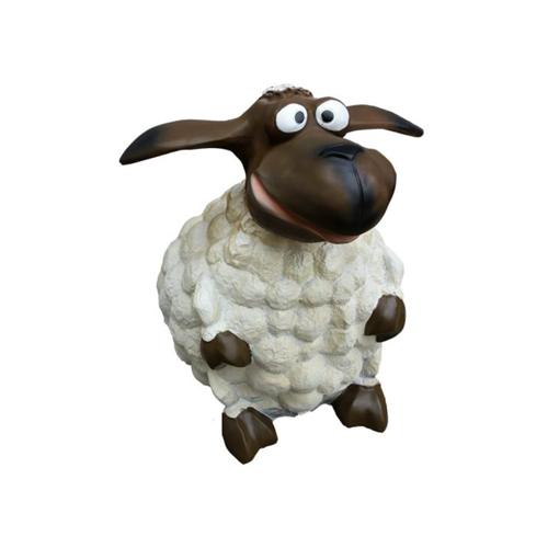Brown white colored funny deco figure of a shaggy standing cartoon sheep 60cm
