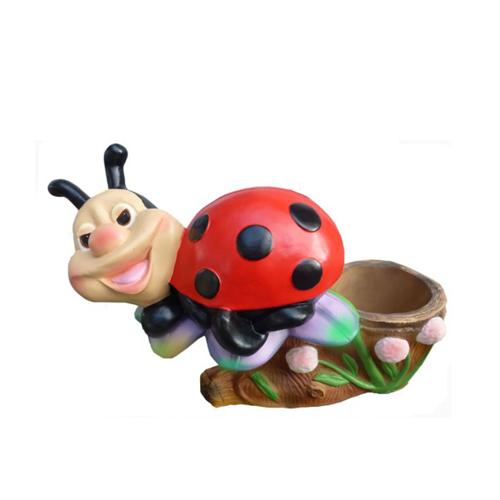 Deco figure of a colorful cartoon ladybug with a wooden bowl 57 cm