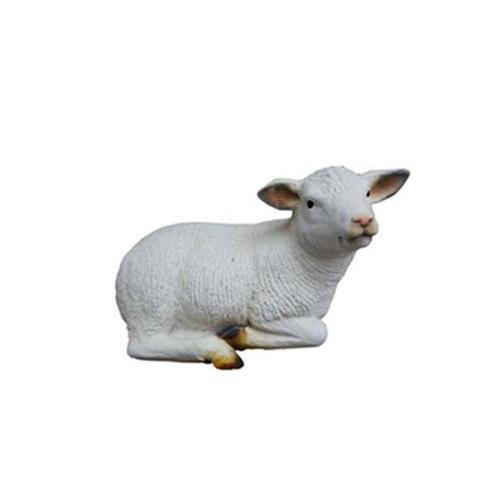 Deco figure designed as an original colored lying shaggy lamb 55cm