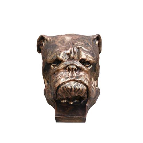 Full bronze colored decorative sculpture designed as a dog head 30cm A501