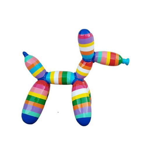Abstract deco figure of a gloss balloon animal in colorful stripes 62cm