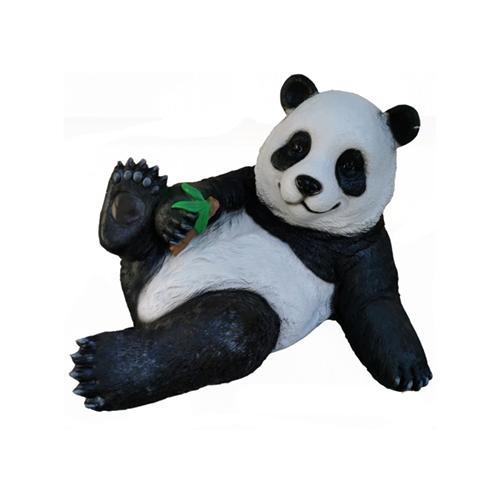 Decorative garden sculpture designed as a black white colored playful panda 40x70cm