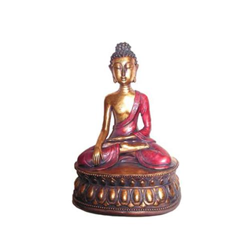 Meditating golden Buddha figure decorative sculpture 33 cm height (B6)