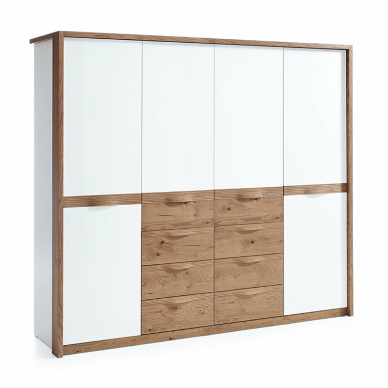 Modern style made of real wooden wardrobe with 8-sliding drawers & 6-swing doors, model - CM-4D
