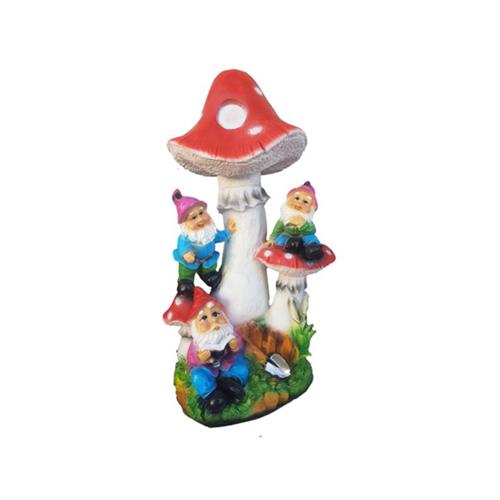 Colorful decorative sculpture designed as dwarfs with amanita mushrooms 51cm M37