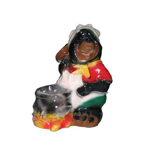 Gloss original colored decorative sculpture of a mole cooking a meal 45cm