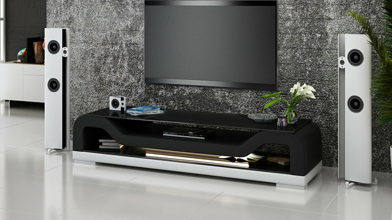 RTV TV SIDEBOARD LEATHER GLASS TABLE TV CABINET TABLE DESIGNER NEW GLASS MODEL F