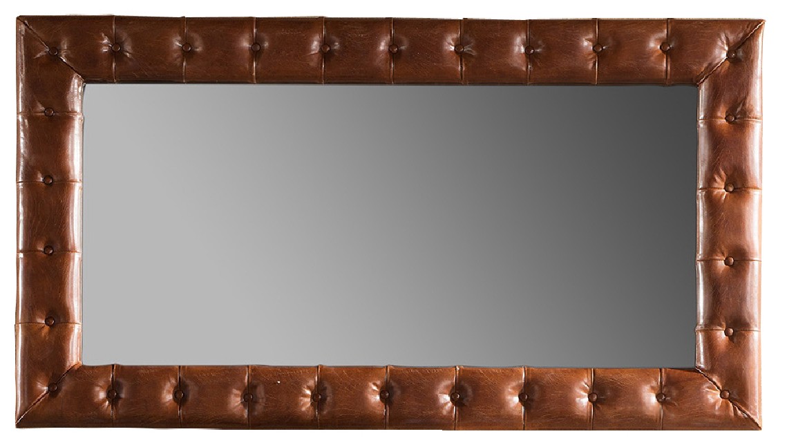 xxl chesterfield mirror wall glass mirror big large 180x100 frame leather upholstery