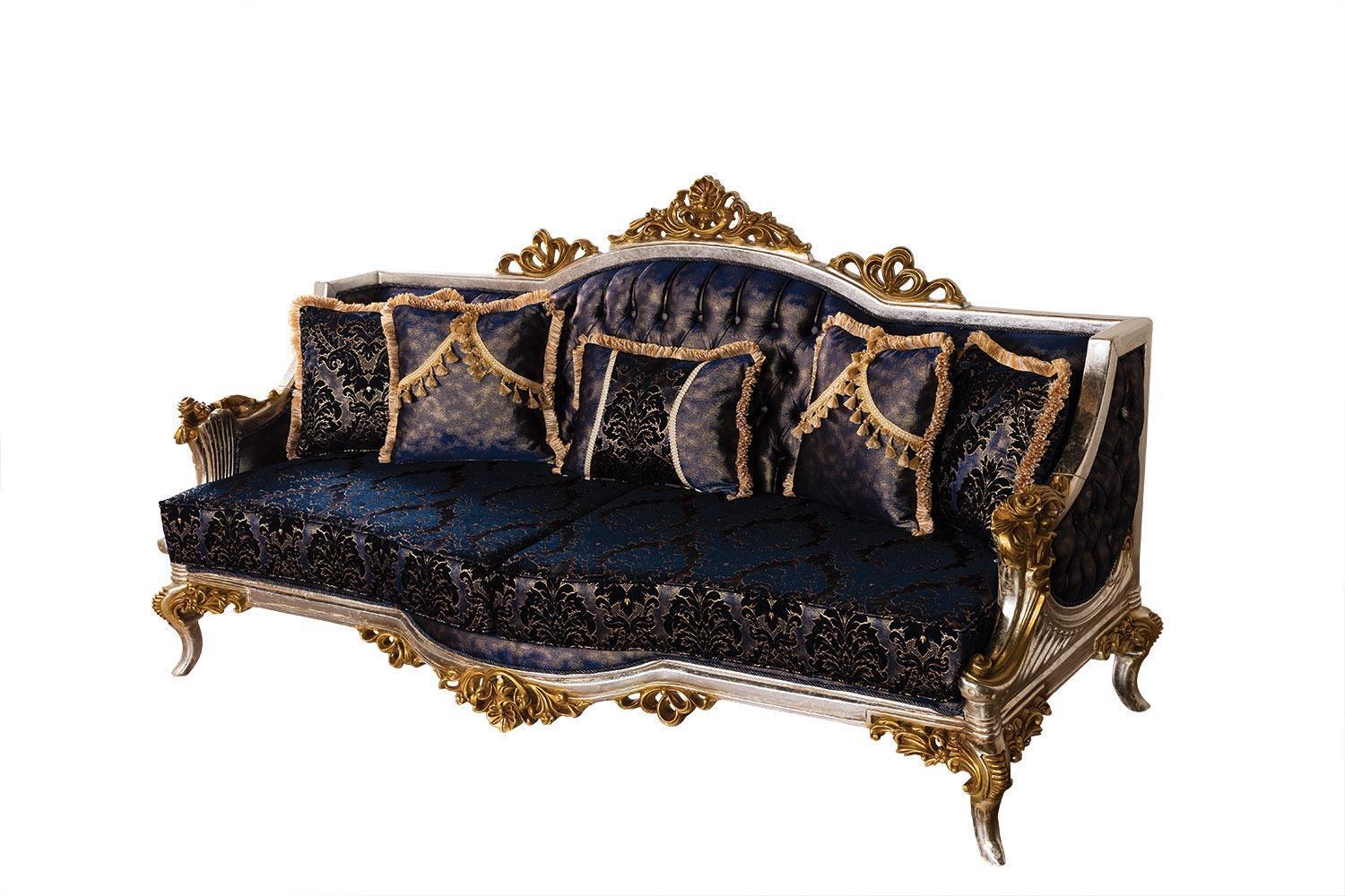 Velvet baroque three-seater couch golden frame sofa couches furniture new