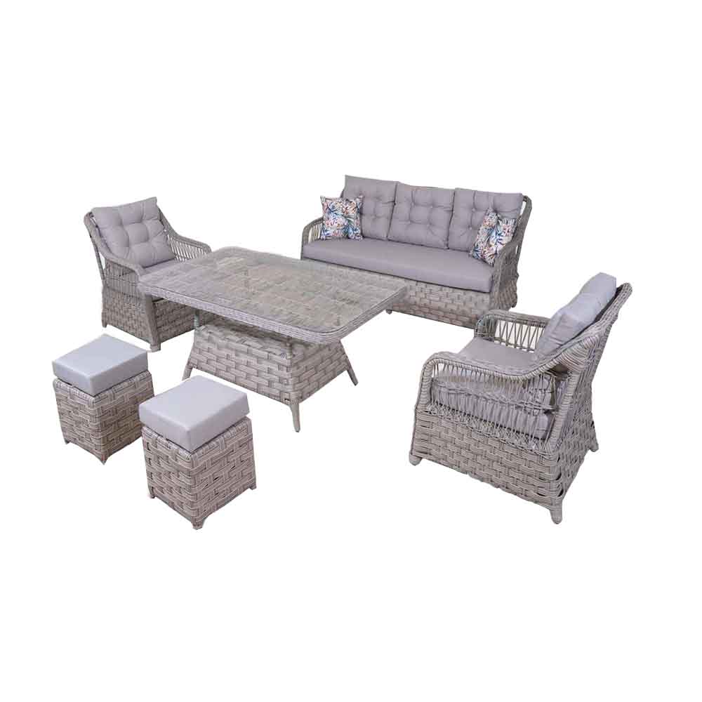 Gray garden furniture sofa set three-seater sofa armchair dining table set rattan Gray garden furniture sofa set three-seater sofa armchair dining table set rattan