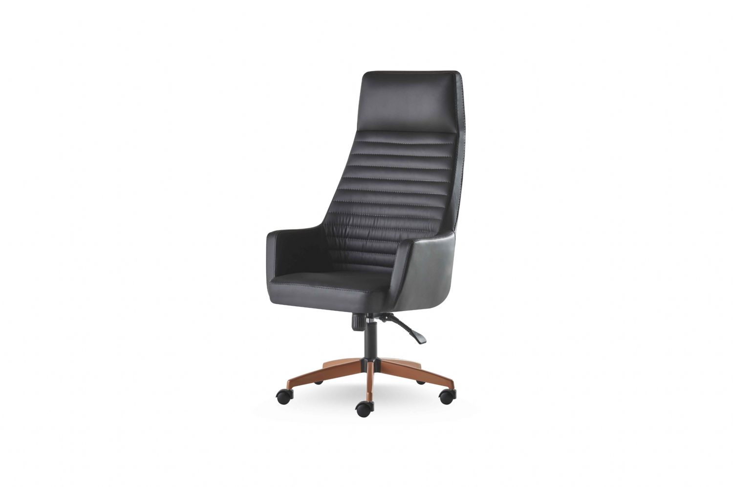 Black Modern Office Chair Rolling Swivel Chair Office Furniture Leather Stainless Steel