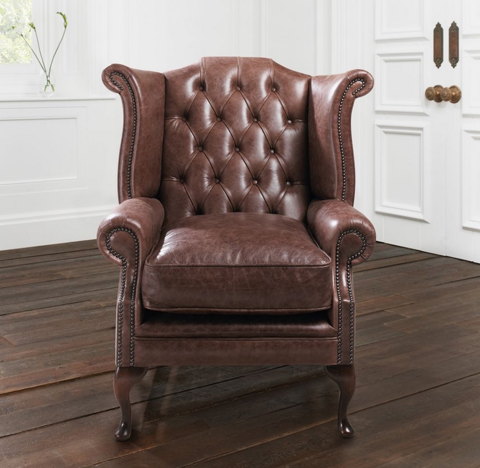 Chesterfield Armchair 1 Seater Upholstery 100% Full Leather Wingback Sofa 161013-27