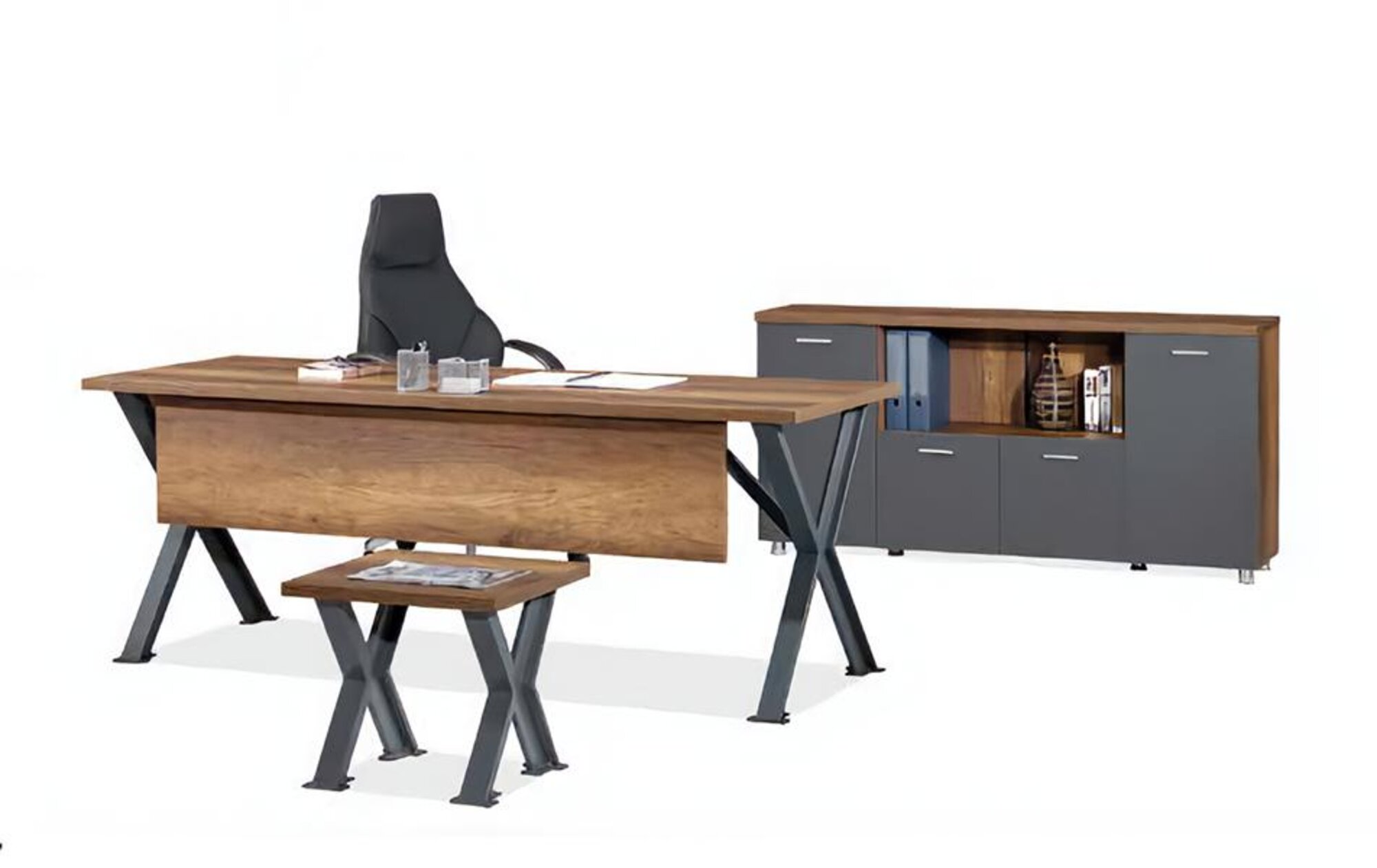 Home office set desk X-table legs with coffee table sideboard