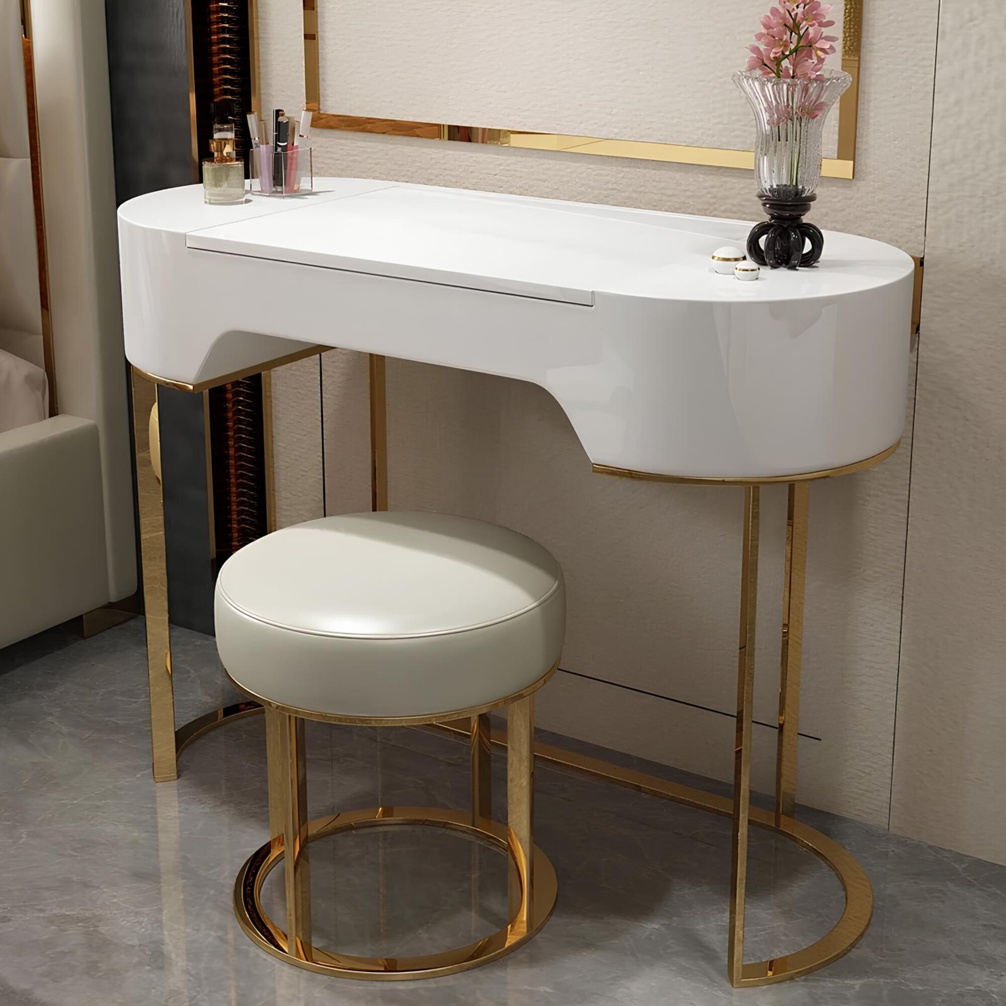 Vanity table dresser console tables wood white secretary designer furniture stool Vanity table dresser console tables wood white secretary designer furniture stool