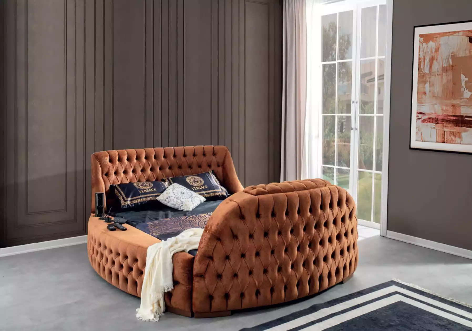 Brown chesterfield bed discount