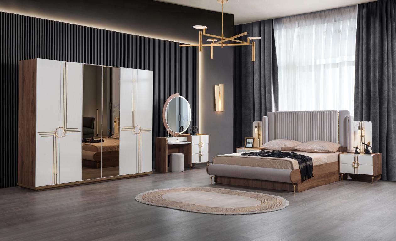 Bedroom Set 5 Piece Furniture Luxury Bed Wardrobe Complete Set New