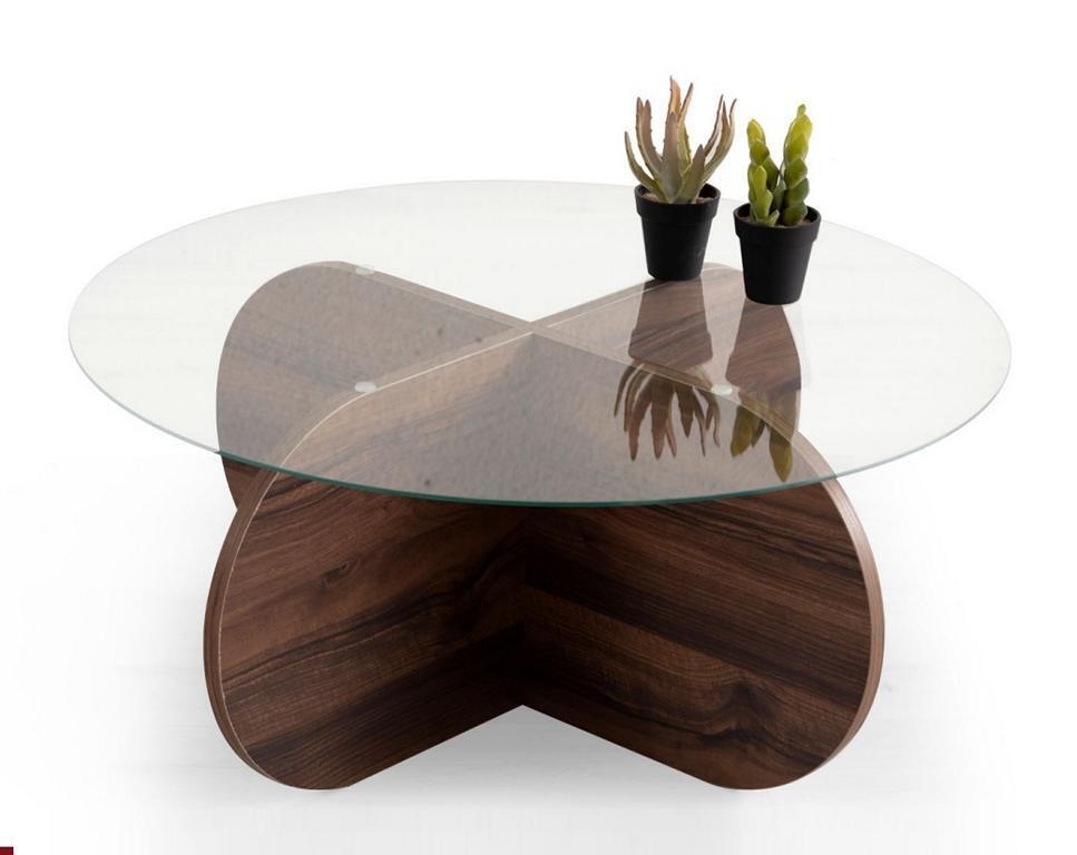 Modern coffee table living room glass dark brown wood chipboard new