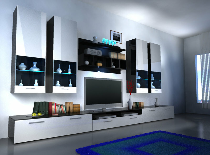 Alfa II hinged cabinet: Option 2 white - black (KB) LED Design Quality