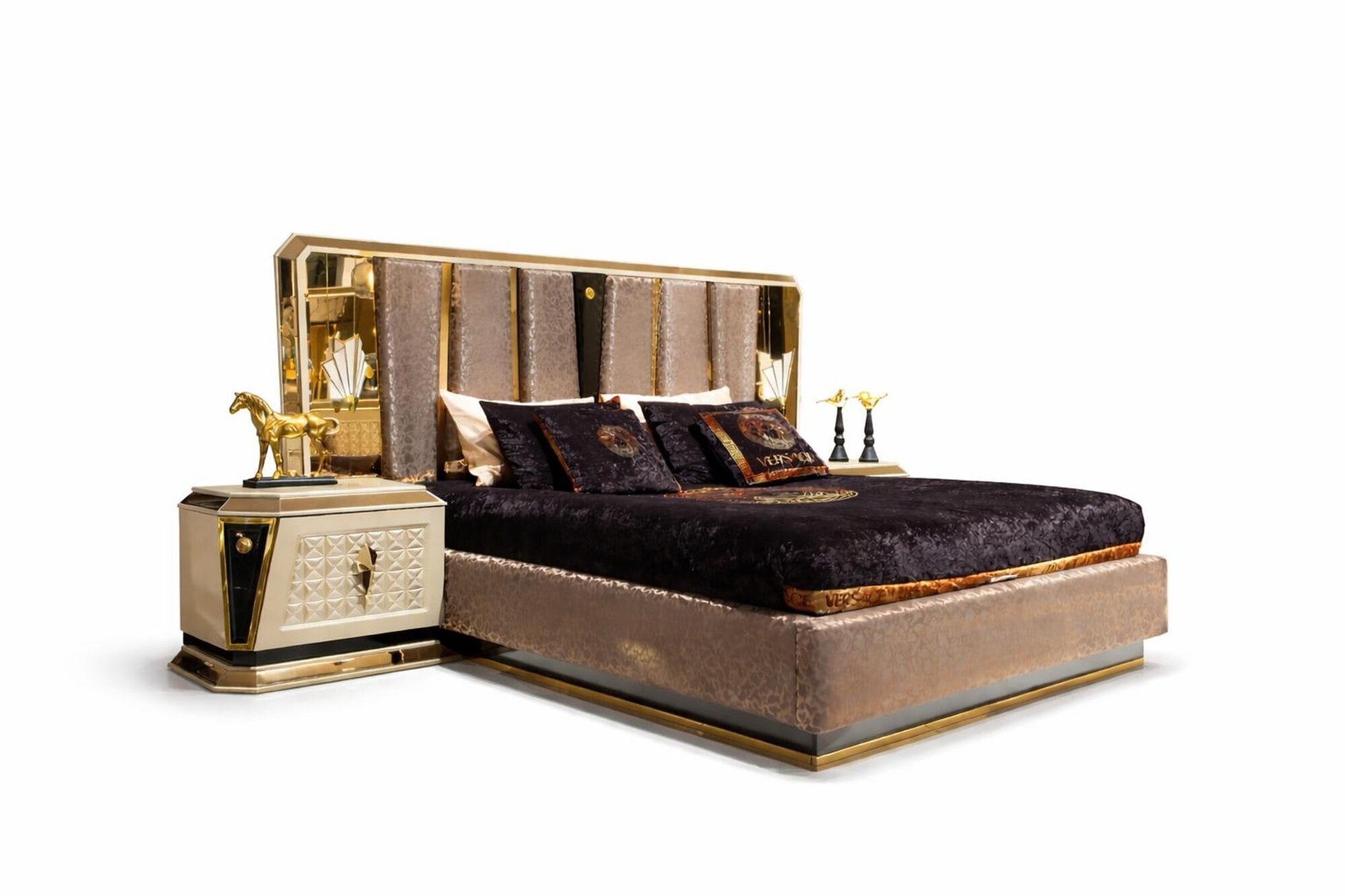 Schlafzimmer Komplett Set 3tlg Doppelbett 2x Nachttische Luxus Einrichtung