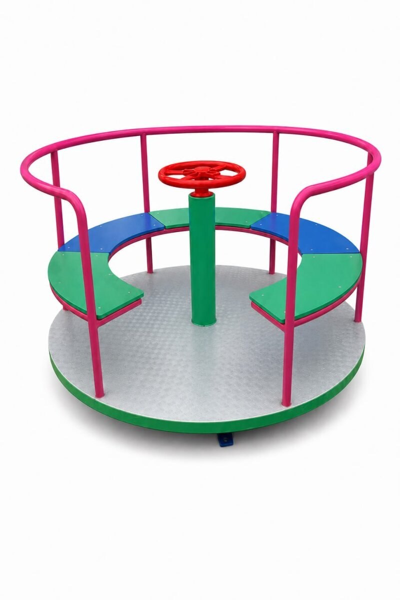 Kinderkarussell – Spielplatz Drehbares Karussell mit bunten Sitzen Sofort Kinderkarussell – Spielplatz Drehbares Karussell mit bunten Sitzen Sofort