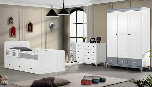 Modern children\'s room set Consists of children\'s bed stylish wooden chest of drawers new