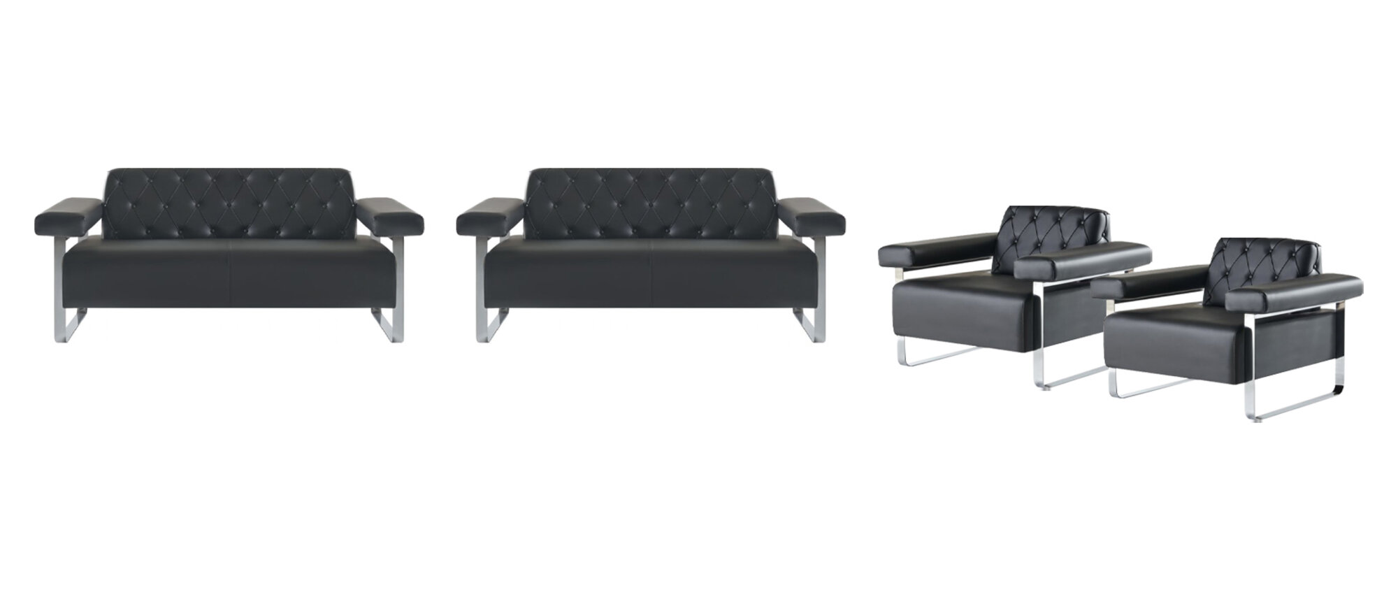 Chesterfield Design Sofa set 4-piece 2-seater armchair leather stylish