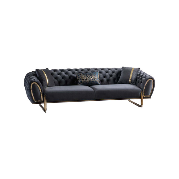 Chesterfield Black Upholstered Set Modern Sofas Luxurious Couch