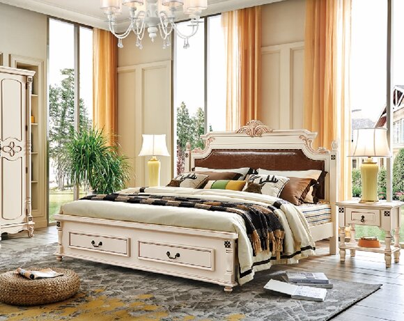 Bedroom 2x Nightstand Wood Designer Bed Luxury Classic Furniture 3pcs Set