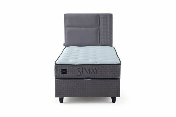 Graues Einzelbett Einfarbiges Schlafzimmer Bett Rechteckiges Neues Bett