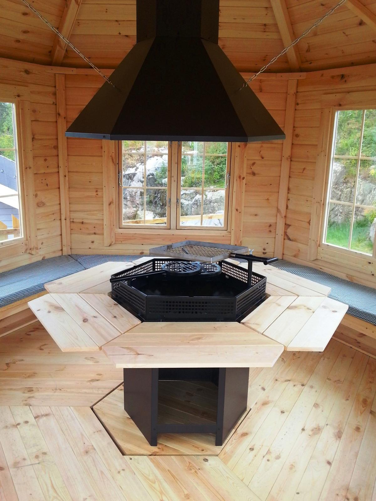 Barbecue hut Indoor barbecue kit Chimney BBQ Wood Kota Table Grillkota