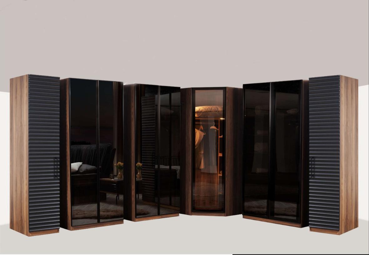 Bedroom Furniture Modern Corner Cabinet Luxury Wooden Wardrobe
