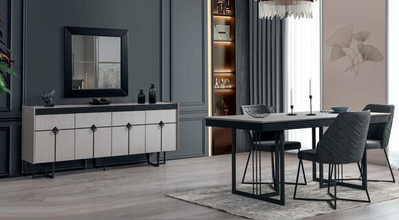 Dining room set luxury design dining table furnishings sideboard with mirror complete