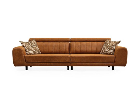 Luxury four seater couch brown faux leather sofa 4 seater upholstered sofa