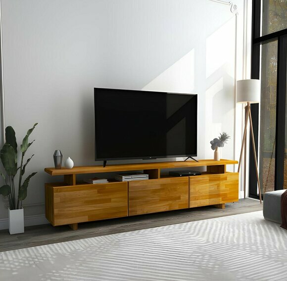 Brown TV Stand Stylish Living Room Wooden Furniture Luxurious Sideboard