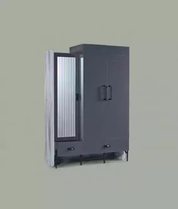 Wardrobe Grey Wardrobes Bedroom Wood Furniture Furnishings 134cm