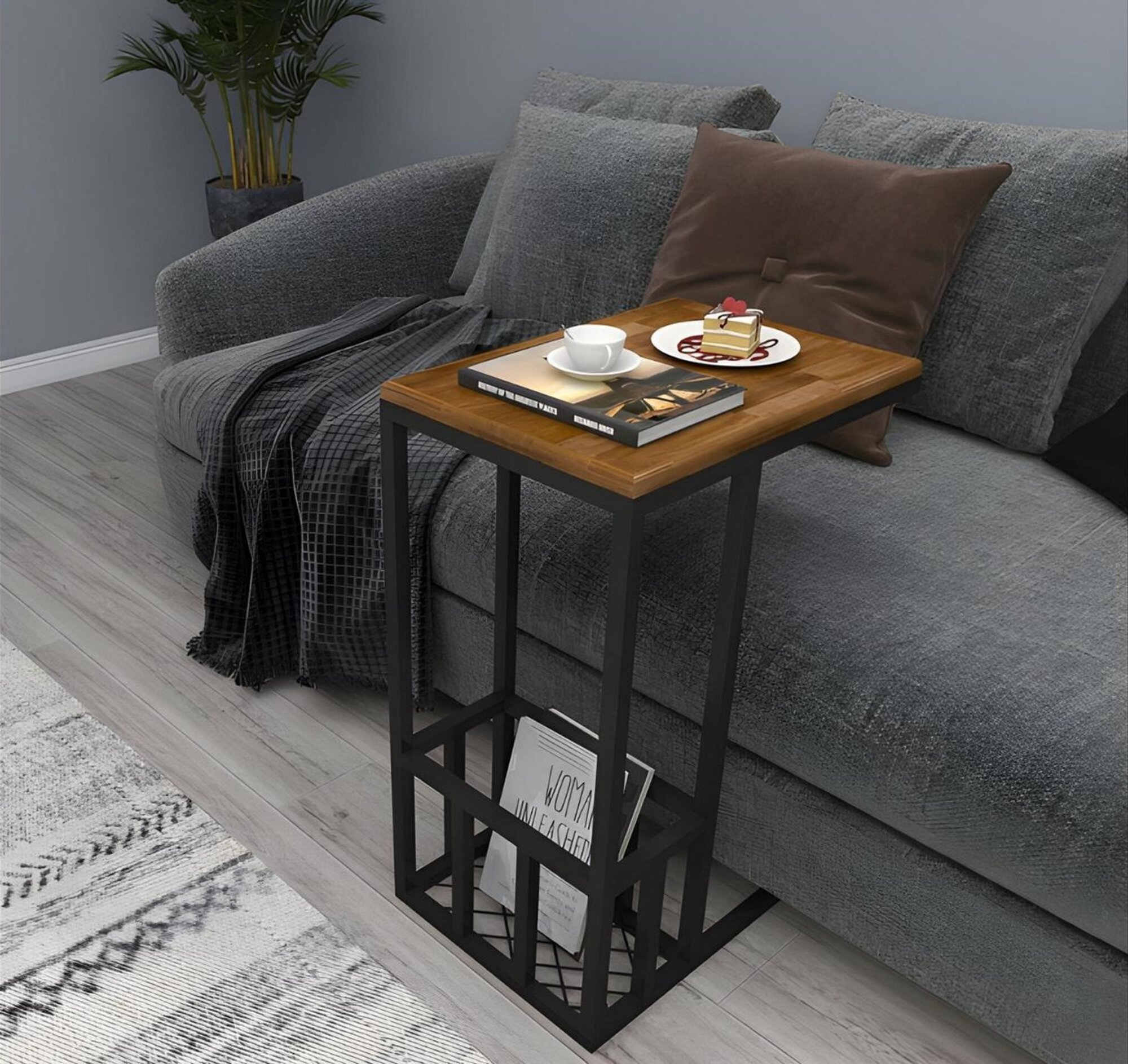 Dark brown coffee table living room newspaper table elegant side table
