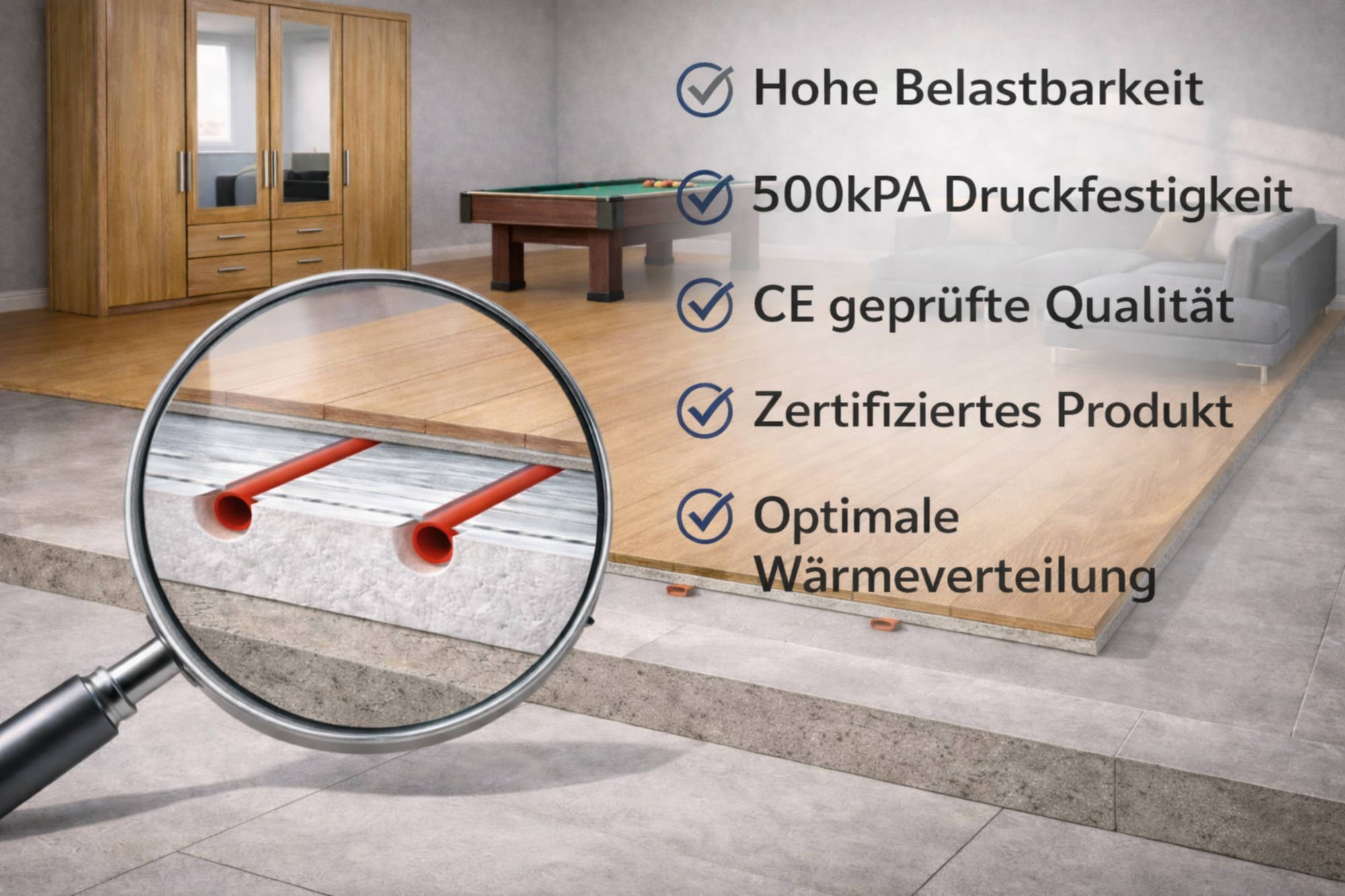 XPS insulation board with aluminum foil for underfloor heating without screed
