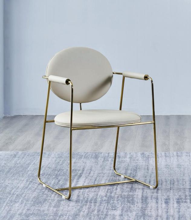 White Dining Room Chair Designer Stainless Steel Chair Single Seater Modern Furniture