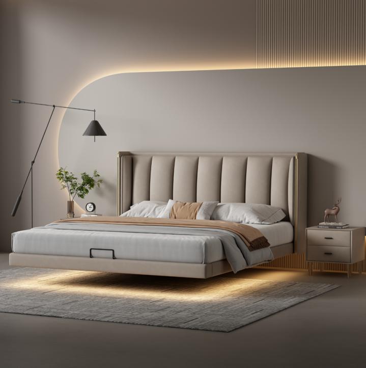 White bedroom double bed designer luxury furniture wooden frame beds