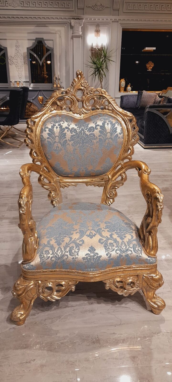 Baroque armchair one seater couch French chair Carved legs