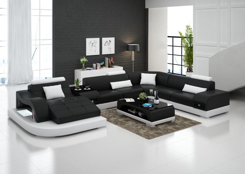 Sofa set 3 + 2 + 1 leather upholstery sofa Hutten Couch designer living area