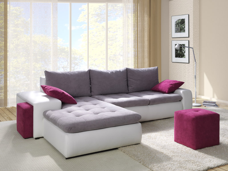Textile corner sofa corner sofa 185 x 280cm or 280 x 185cm incls. bed function & bed drawer