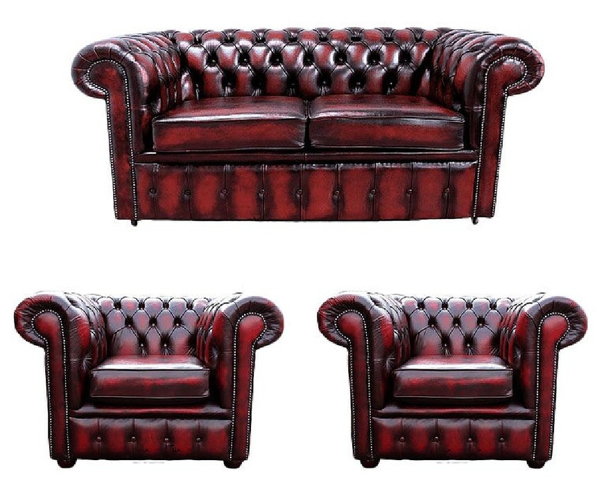 Chesterfield Classic Sofa Set 2+1+1 Seaters Comfortable Red Faux Leather Couches With Cushions New Sofas