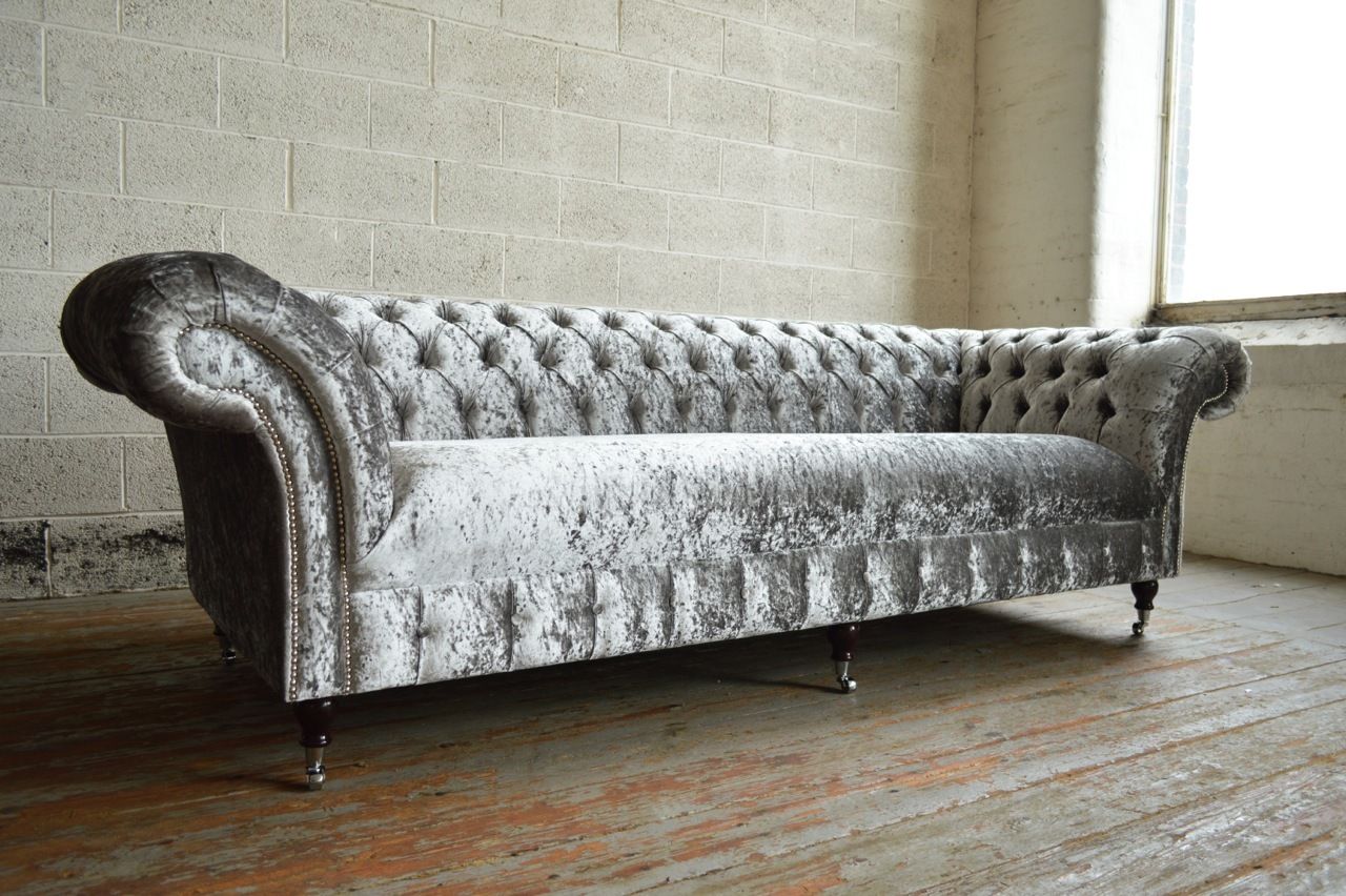 Chesterfield Textile Sofa Couch Upholstery XXL Big 4 Seater Design Seat Couches 320 New