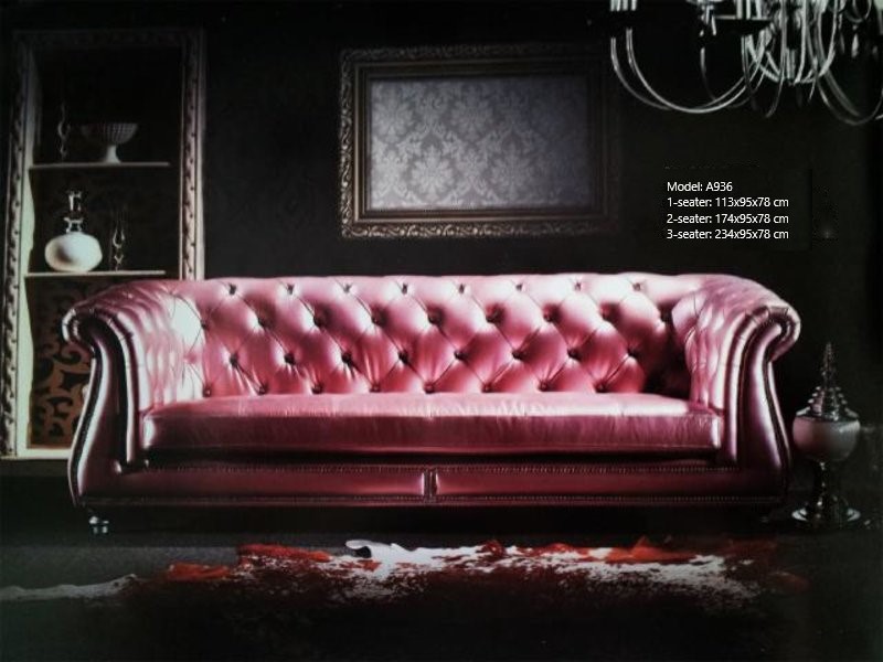Chesterfield Sofa Classic 3-Seater Pink Faux Leather Elegant Comfortable Couch New A936