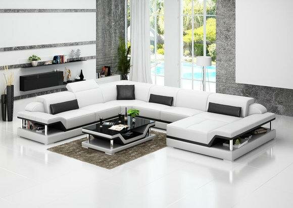 LEATHER SOFA COUCH LIVING LANDSCAPE CORNER SOFA CORNER SET DESIGN MODERN SOFA G8004