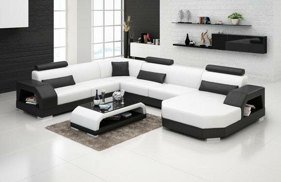 LEATHER SOFA COUCH LIVING LANDSCAPE CORNER SOFA CORNER SET DESIGN MODERN SOFA G8001