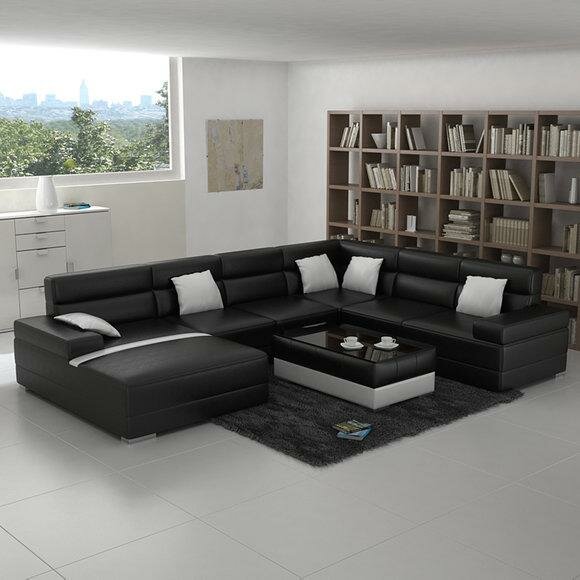 LEATHER SOFA COUCH LIVING LANDSCAPE CORNER SOFA CORNER SET DESIGN MODERN SOFA F3016