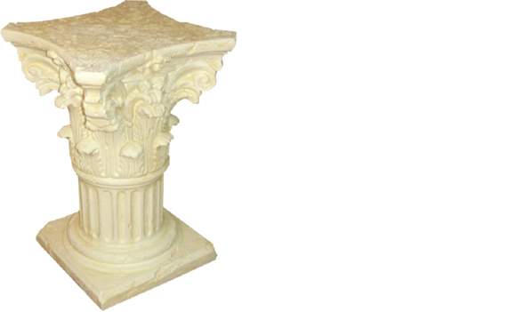 Decorative floor stand in antique greek corinthian column style with natural obsolescence imitation 72cm height, model - 1629