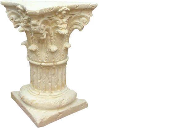 Decorative floor stand in antique greek corinthian column style with natural obsolescence, 78 cm height